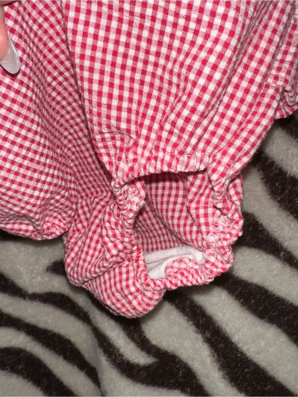 The Bailey Boys Red Gingham Girls  Romper with Cow Applique
